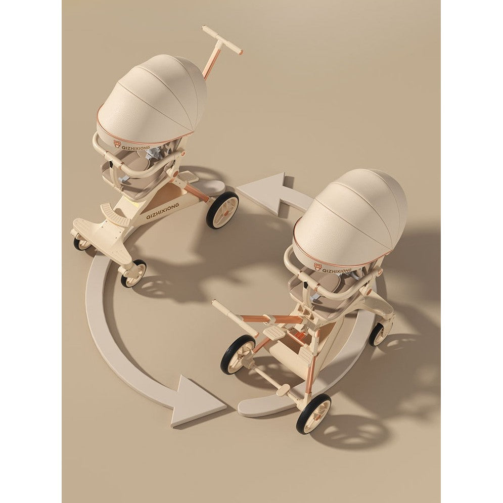 Carucior Sport Flippy 3in1, 6-36 Luni, Pliabil, Tavita pentru Masa, Centura de Siguranta, Roti 360, Suport Pahar, Copertina pentru Soare, Crem