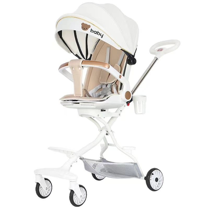 Carucior Sport Flippy 3in1, 6-36 Luni, Reversibil, Pliabil, Tavita pentru Masa, Pozitie de Somn, Centura de Siguranta, Roti 360, Suport Pahar, Copertina pentru Soare, 32x63x95cm, alb Model Pisicute-0