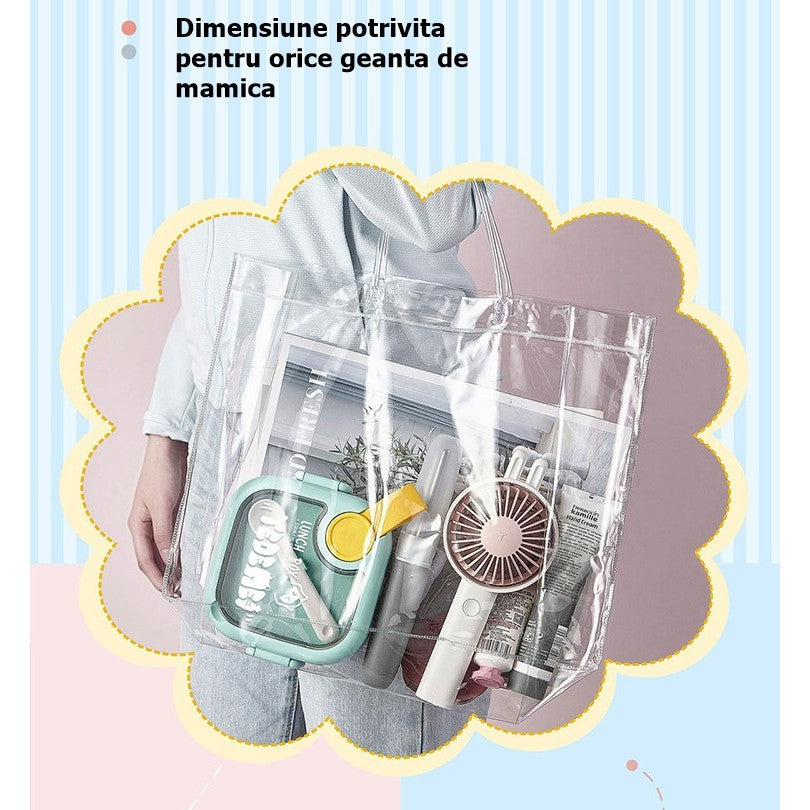 Caserola pentru copii Flippy, lunch box, 750 ml, doua boluri, lingura, foarfeca din plastic, rezistenta la scurgeri, Roz-5