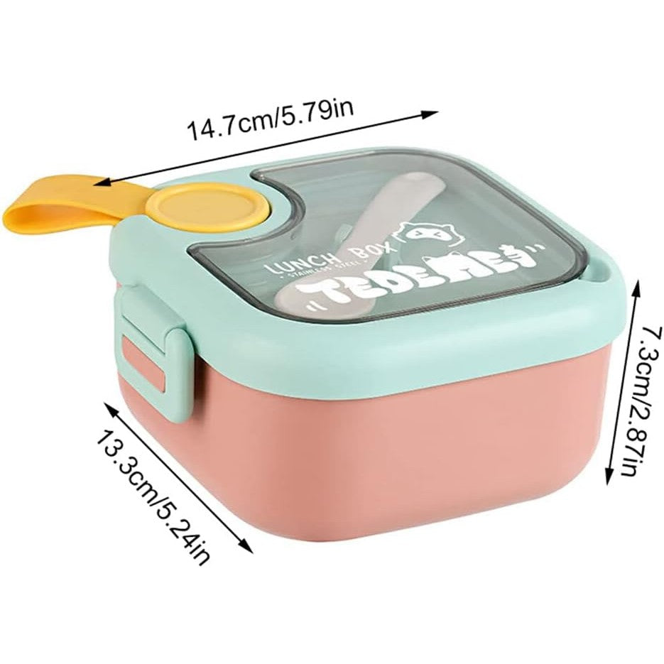 Caserola pentru copii Flippy, lunch box, 750 ml, doua boluri, lingura, foarfeca din plastic, rezistenta la scurgeri, Roz-7