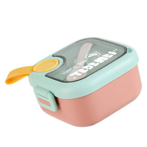 Caserola pentru copii Flippy, lunch box, 750 ml, doua boluri, lingura, foarfeca din plastic, rezistenta la scurgeri, Roz-0