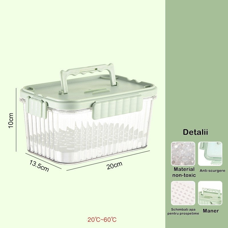 Caserola portabila pentru mancare fresh Flippy, 1500 ml, 2 furculite,10 x 13.5 x 20 cm, 2 capace detasabile pentru congelator, etans, spatiu pentru tacamuri, maner, material plastic, rezistent la temperaturi ridicate, transparent-3