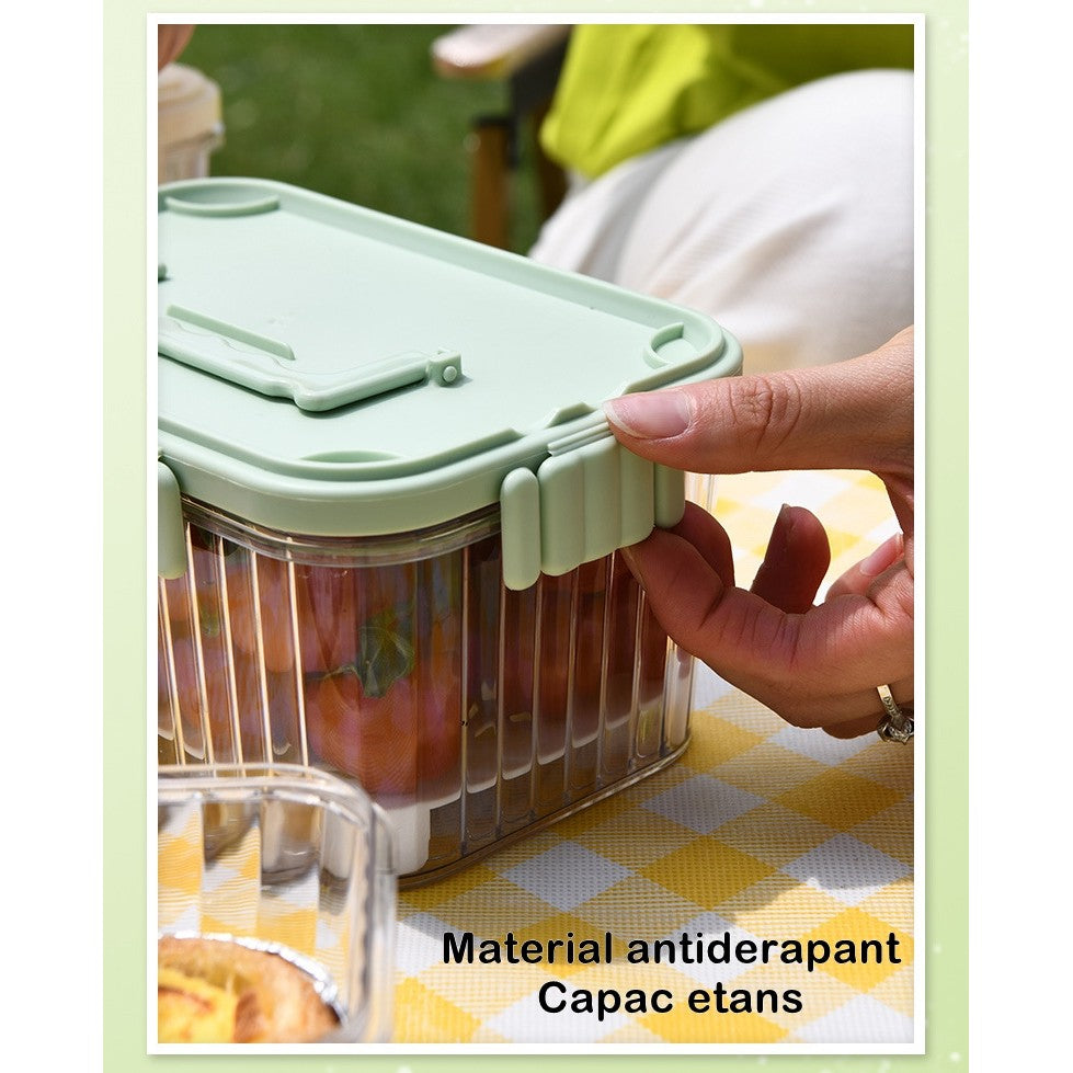 Caserola portabila pentru mancare fresh Flippy, 1500 ml, 2 furculite,10 x 13.5 x 20 cm, 2 capace detasabile pentru congelator, etans, spatiu pentru tacamuri, maner, material plastic, rezistent la temperaturi ridicate, transparent-7
