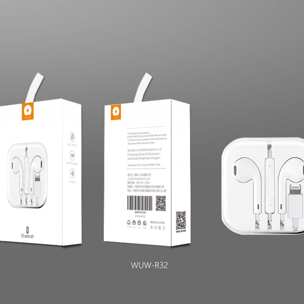 Casti Audio cu Microfon si cu Port Lightning WUW-R32 compatibile iPhone, Alb-2