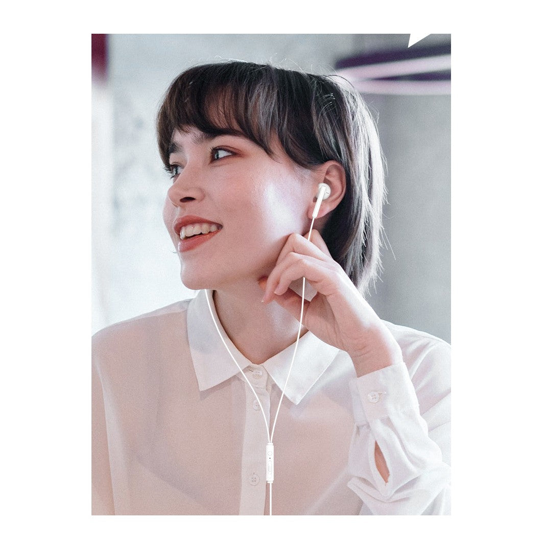 Casti Audio Stereo In-Ear, cu Microfon si cu Port Jack 3,5 mm, 1m,telecomanda pentru apeluri/volum, Flippy Rock ES05 Blister, Alb-3