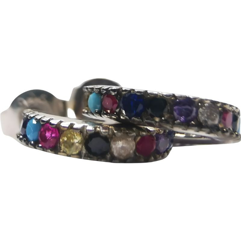 Cercei Argint 925 Creole cu Pietre Colorate-1