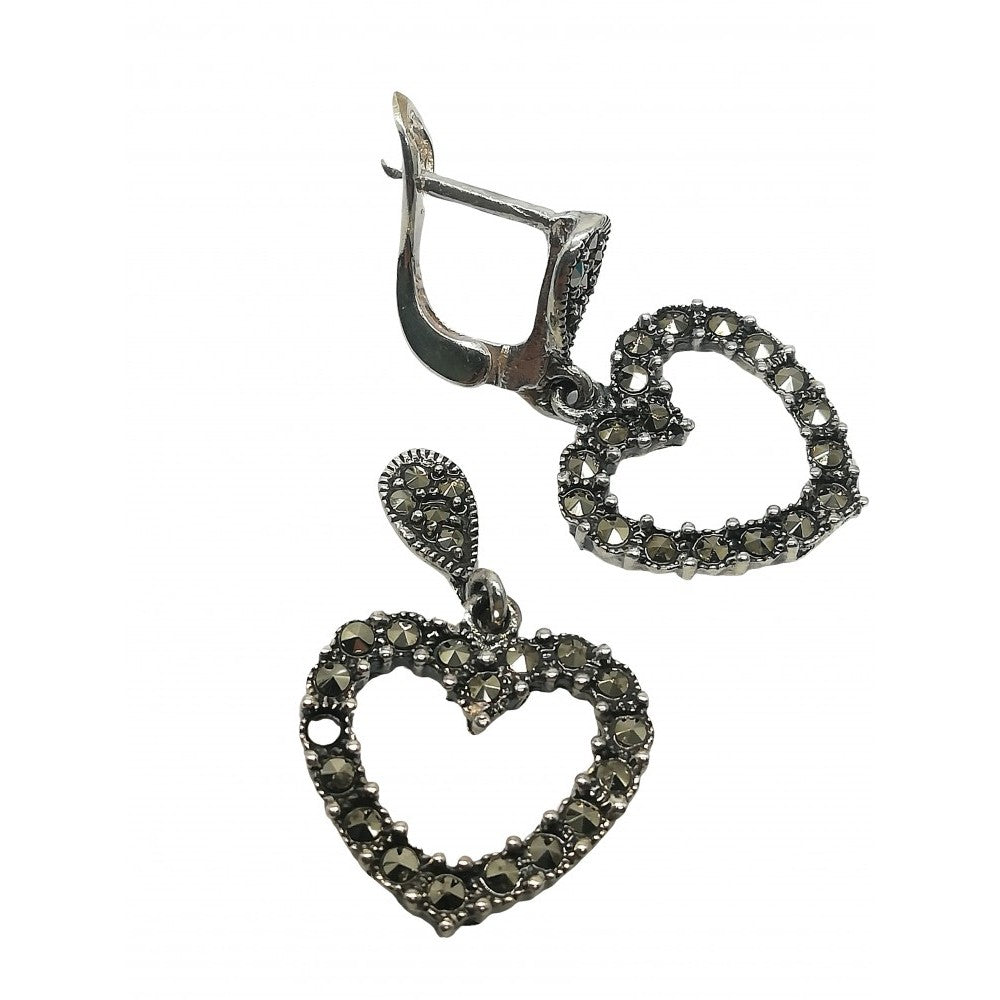 Cercei Argint 925 Inima cu Marcasite-0