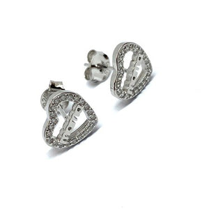 Cercei din Argint 925 Jolie Silver, Model Inimi cu Mama, 12 x 12 mm, 2.8 g-0