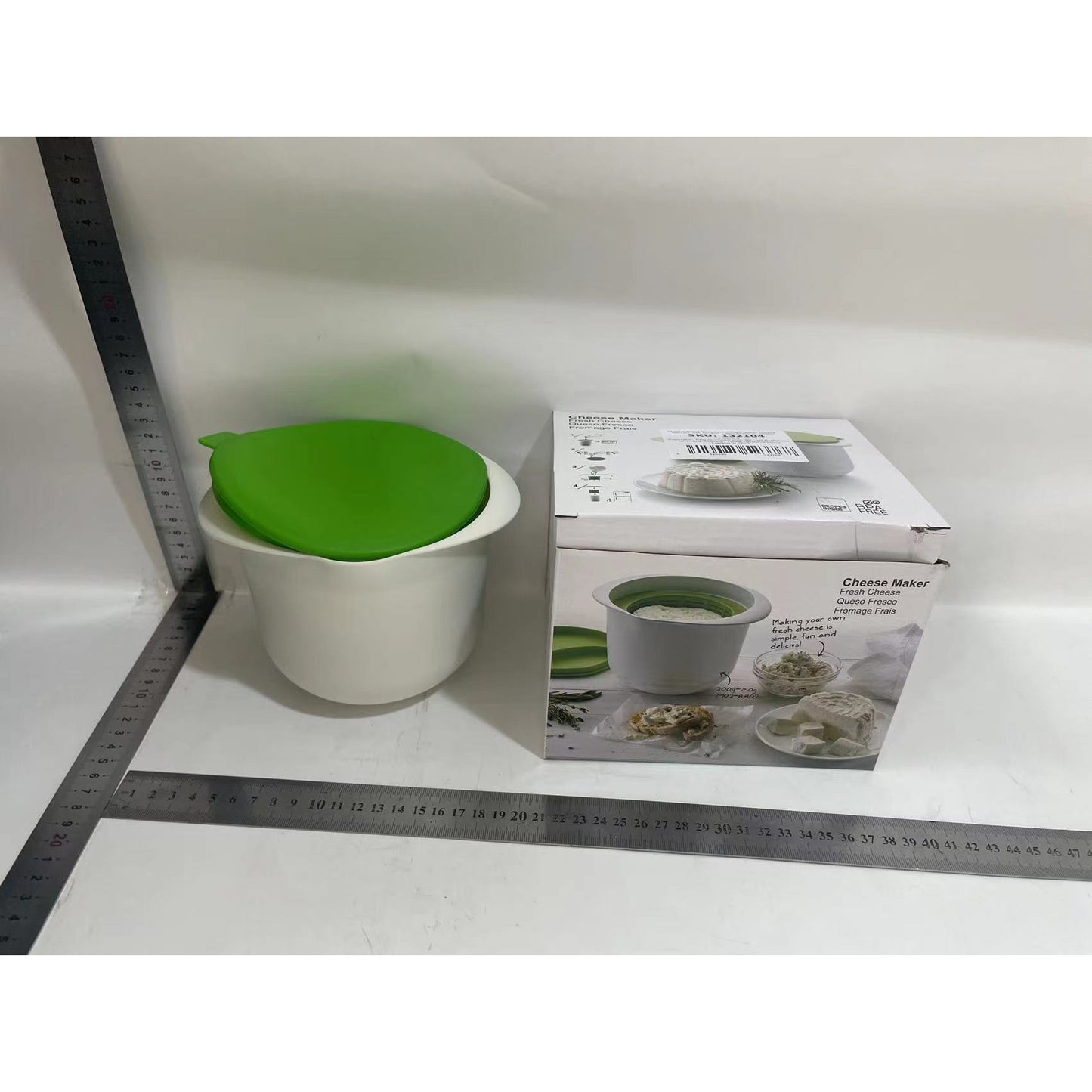 Recipient pentru Preparat Branza, Flippy, Capac de Silicon, Cheese Maker din Plastic, Strecuratoare, 17x14.5x12.8 cm, Verde-1