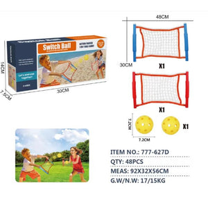 Joc Spikeball, Flippy, Joc in 2, pentru Plaja, Parcuri, Interior, 2 Plase, 2 Mingi, Multicolor-0