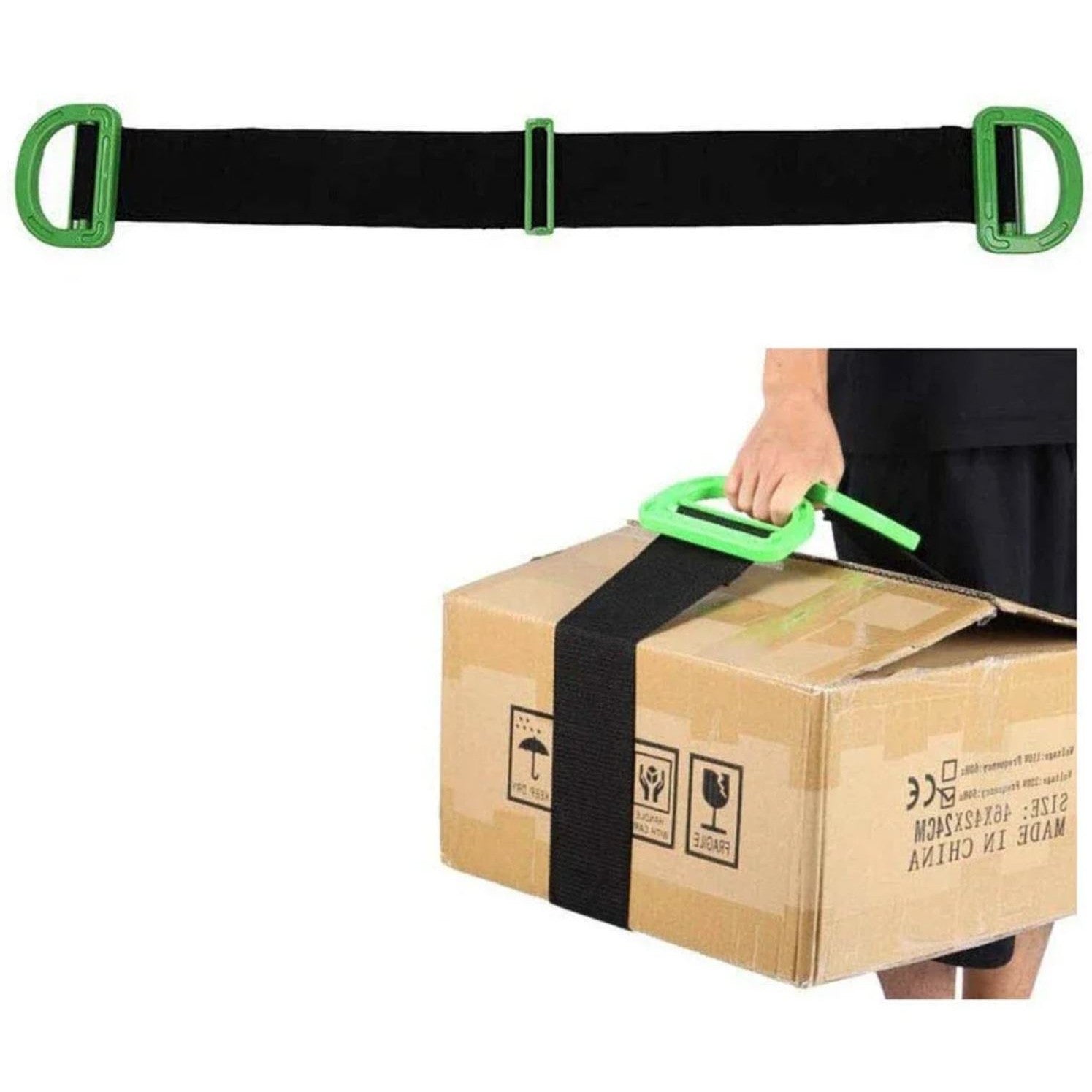 Chinga Tip Banda Elastica Pentru Transportul Obiectelor Grele, Flippy, Lungime Maxima 1.7 m, Greutate de Sustinere 100 kg, Negru/Verde-1