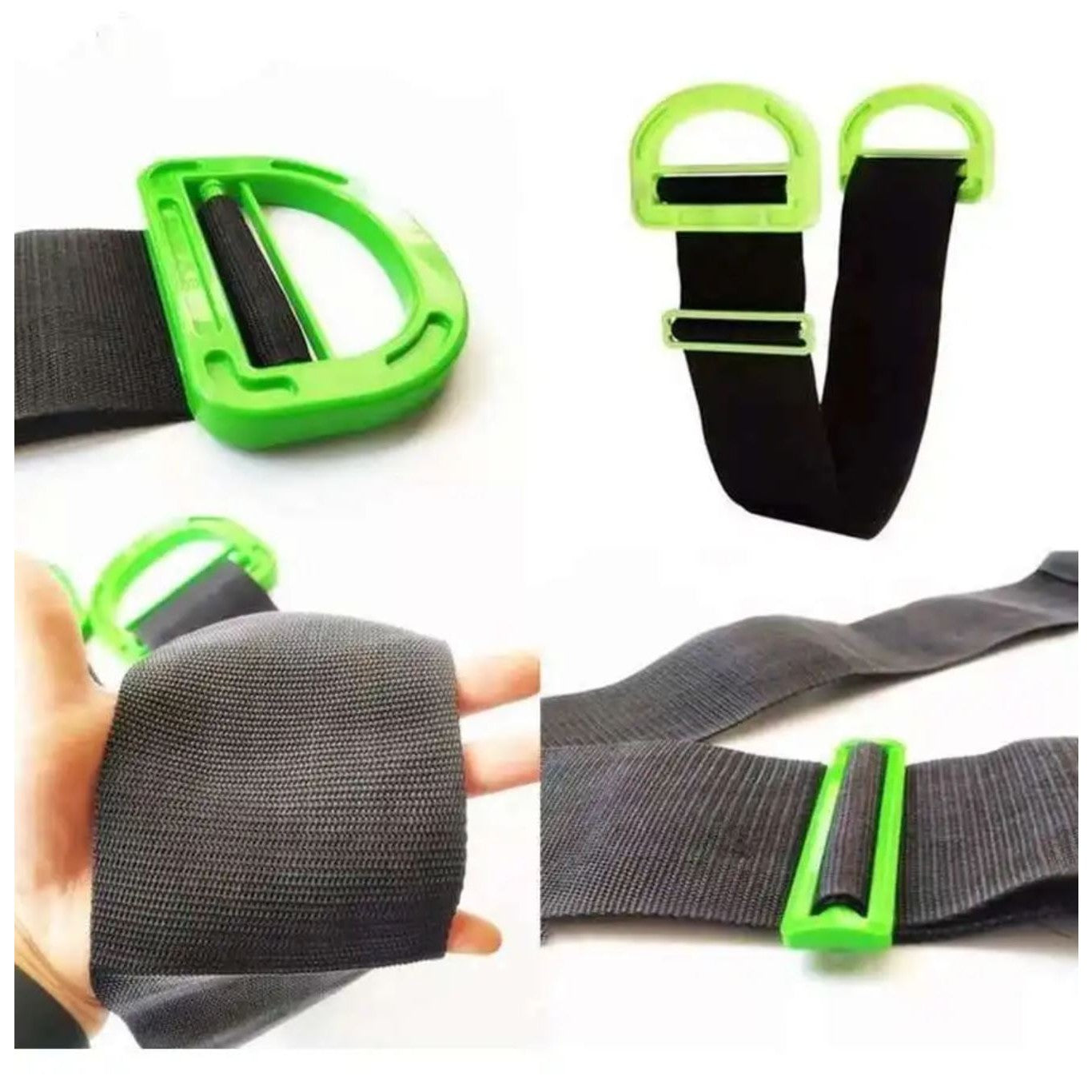 Chinga Tip Banda Elastica Pentru Transportul Obiectelor Grele, Flippy, Lungime Maxima 1.7 m, Greutate de Sustinere 100 kg, Negru/Verde-3