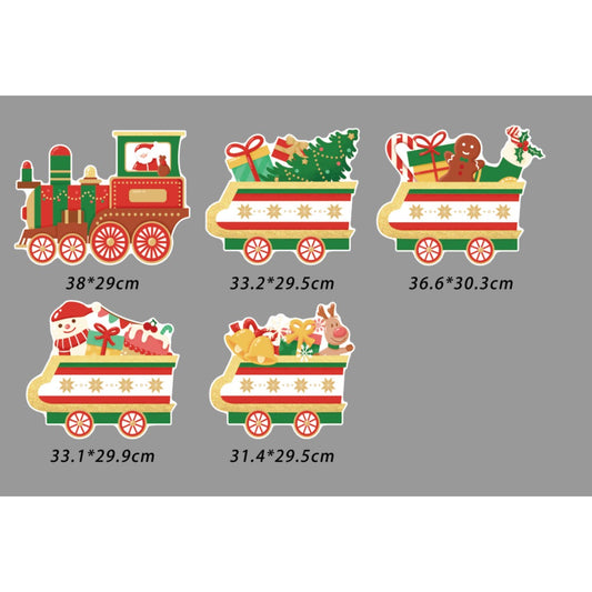 Decoratiune de Craciun, Flippy, pentru Gradina, Tip Trenulet, 5 Figurine + Bete de Infipt in Pamant, din Plastic, Impermeabil, Model Tren cu Cadouri, Multicolor-1