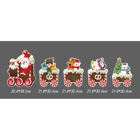 Decoratiune de Craciun, Flippy, pentru Gradina, Tip Trenulet, 5 Figurine + Bete de Infipt in Pamant, din Plastic, Impermeabil, Model Mos Craciun cu Prietenii, Multicolor-1