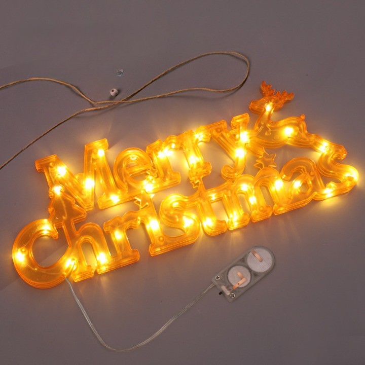 Instalatie LED de Craciun, Flippy, Litere 3D, Merry Christmas, Lumina Calda, Galben-0