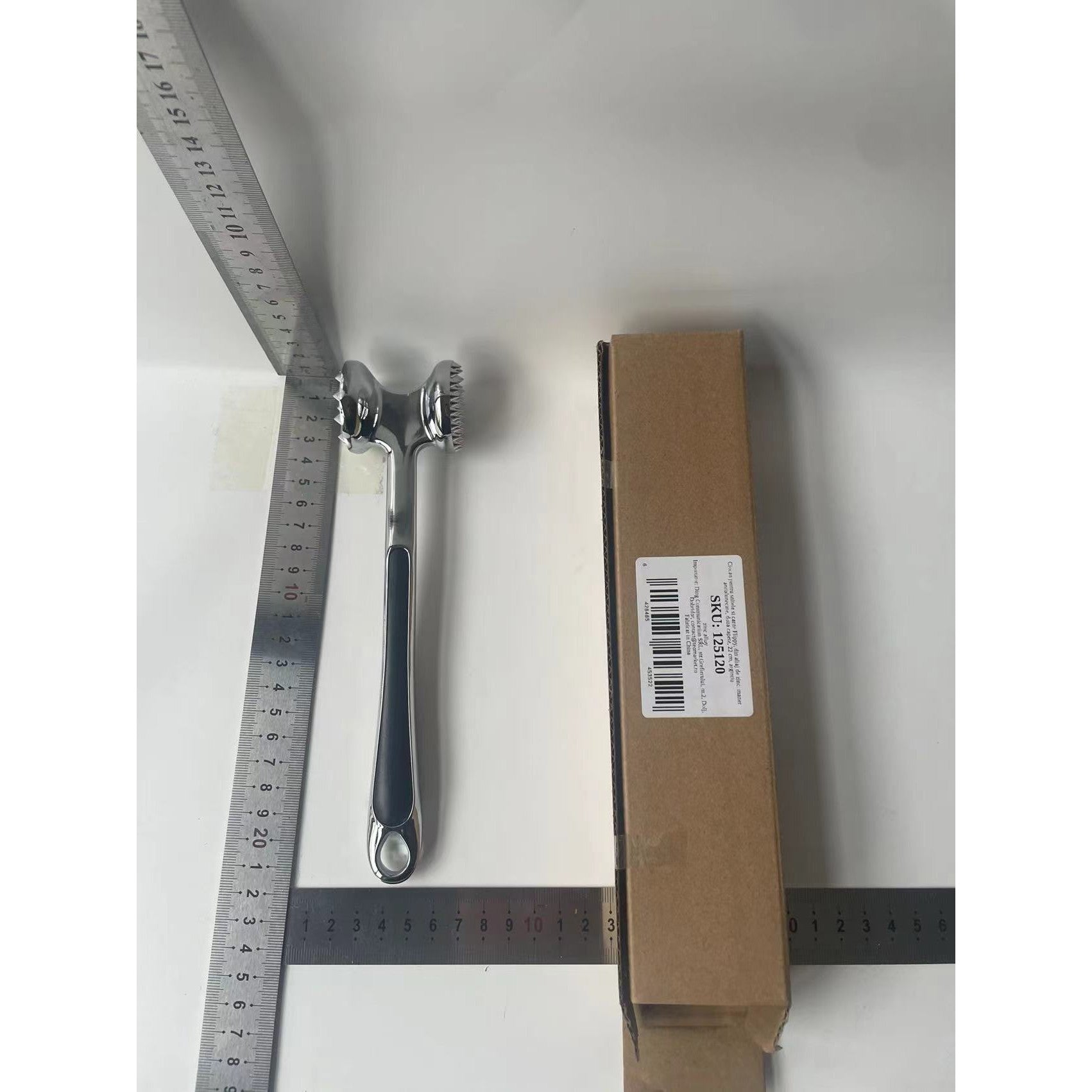 Ciocan pentru snitele si carne Flippy, din aliaj de zinc, maner antialunecare, doua capete, 22 cm, argintiu-9