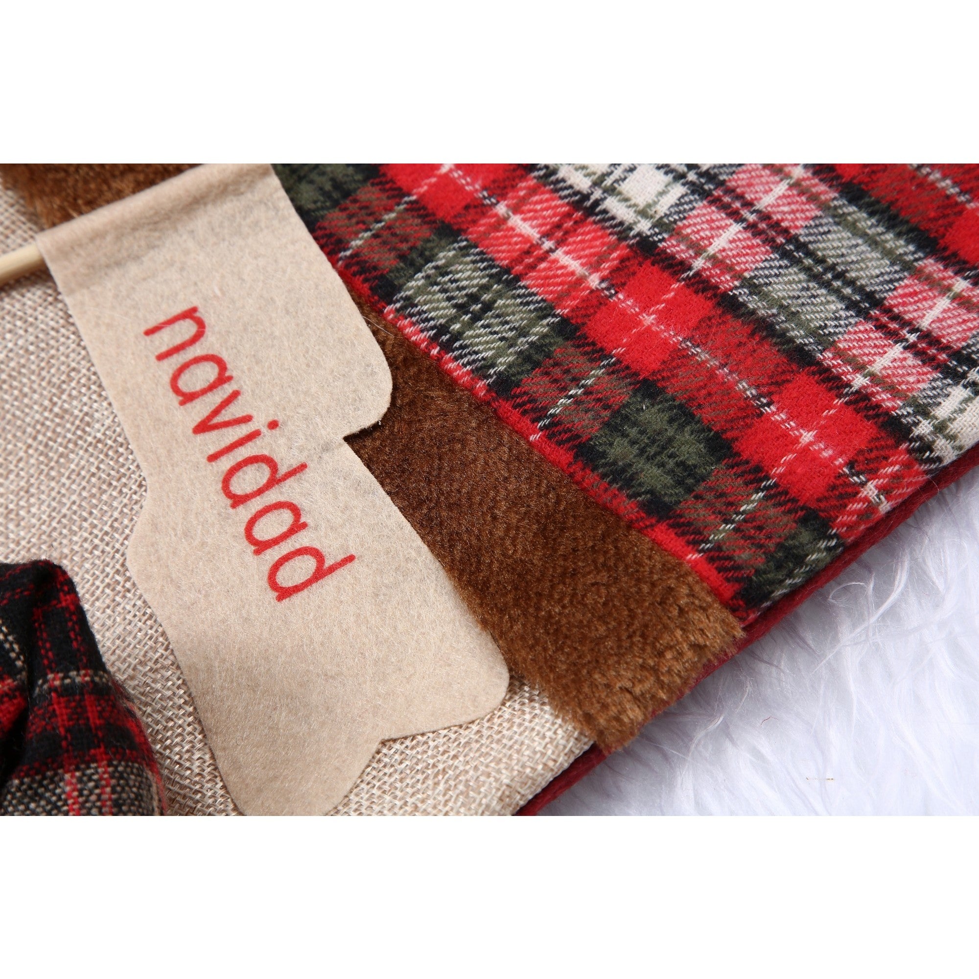 Ciorap Cadouri,Flippy,cu model Mos Craciun,crem, marimea 20x40 cm, textil, interior-2