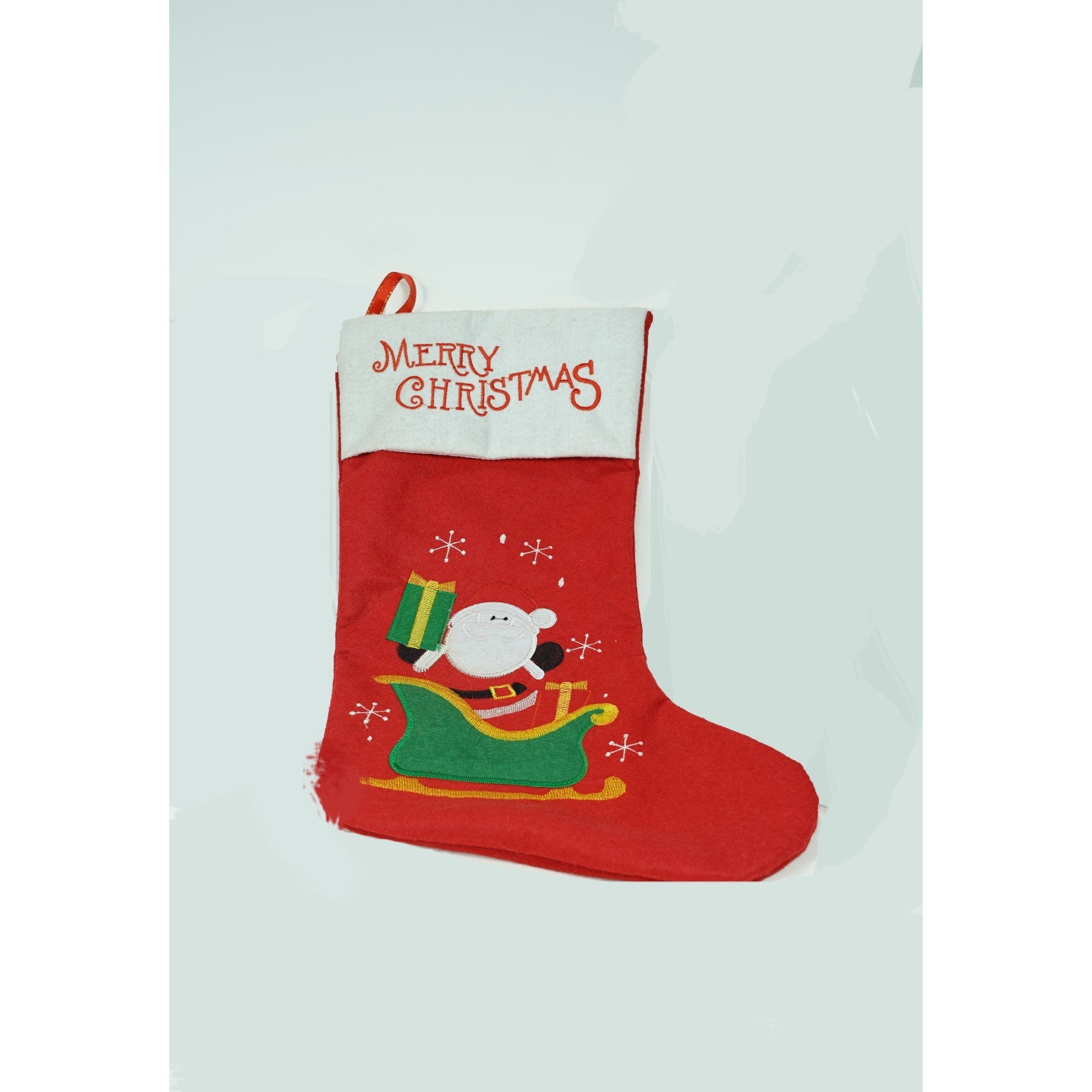 Ciorap Cadouri,Flippy,cu model Mos Craciun, rosu, marimea 19x38 cm, textil, interior-3