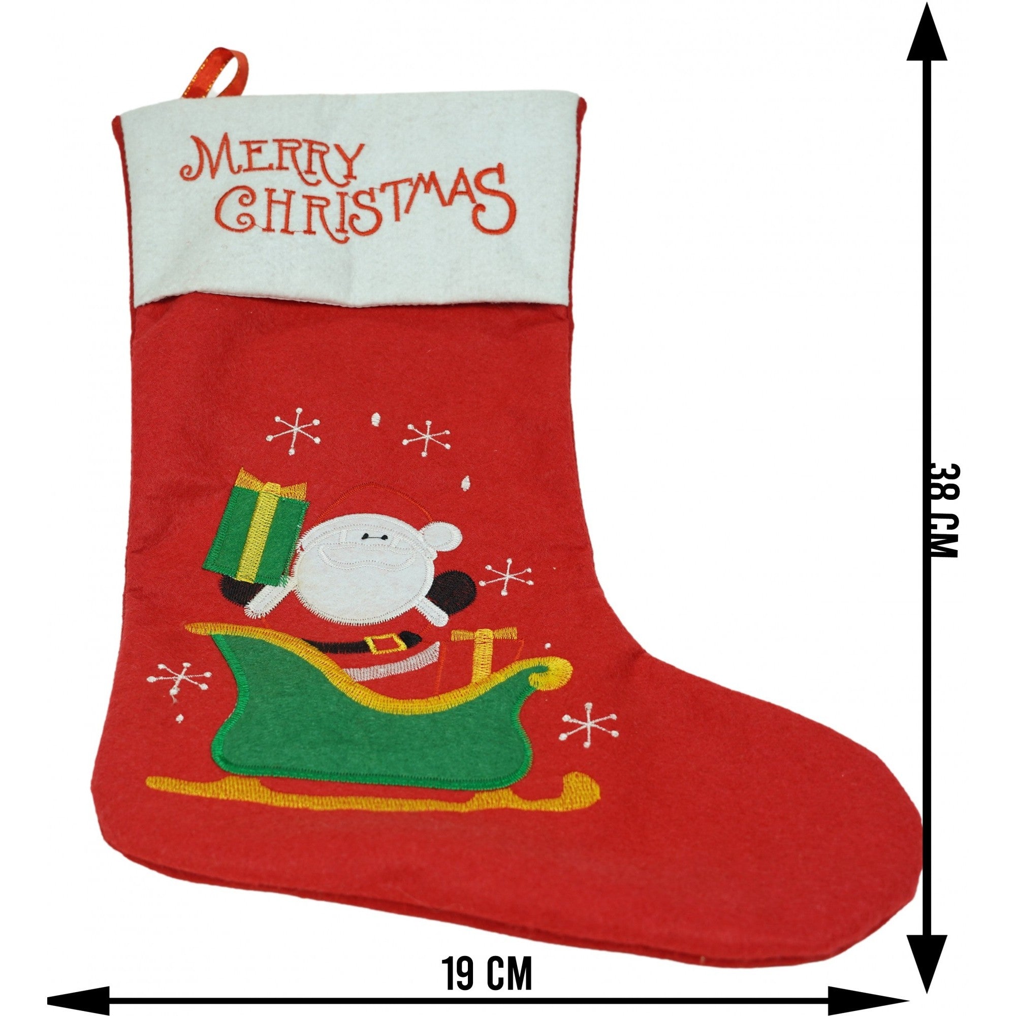 Ciorap Cadouri,Flippy,cu model Mos Craciun, rosu, marimea 19x38 cm, textil, interior-4
