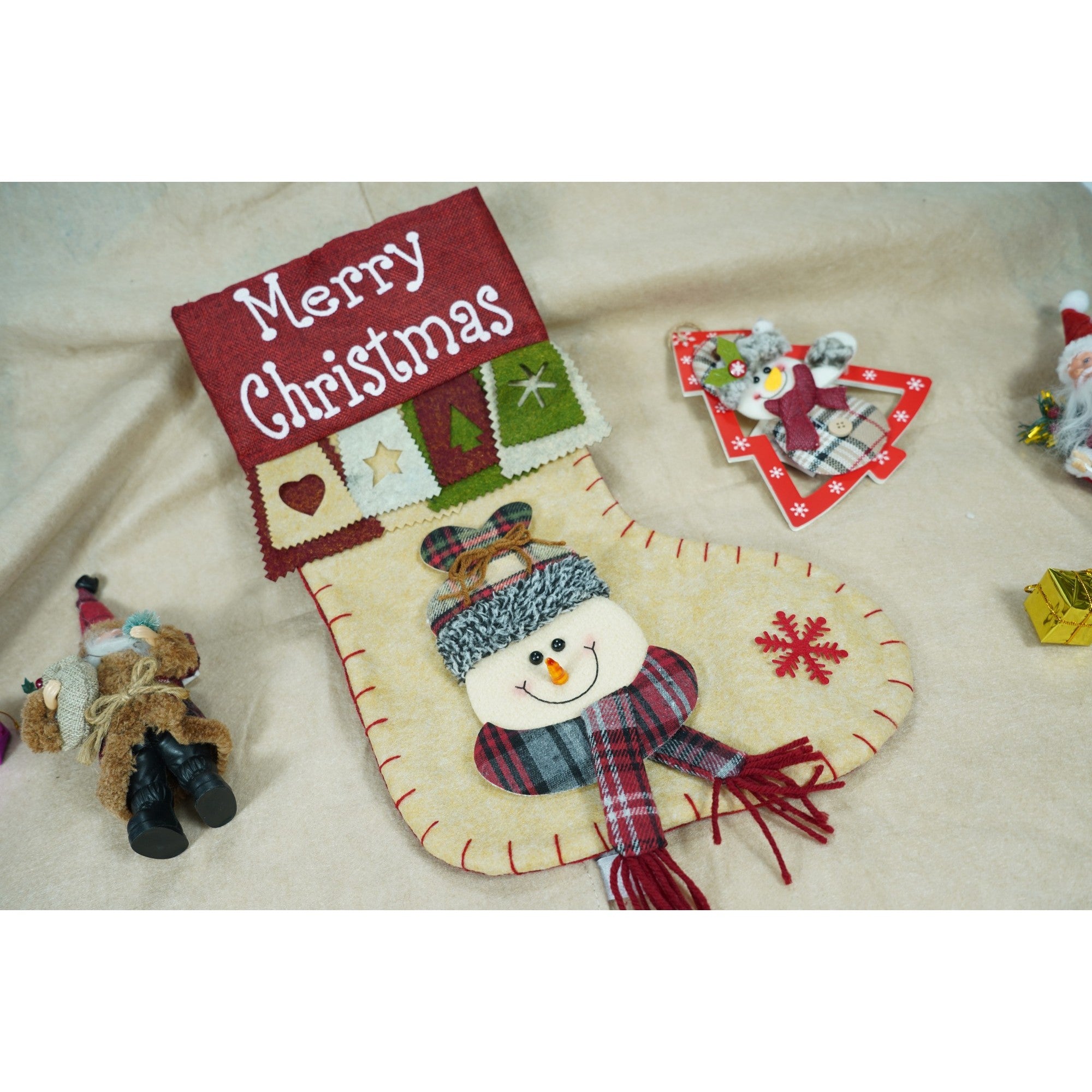 Ciorap Cadouri, Flippy,cu model om de zapada,crem, marimea 20x40 cm, textil, interior-2