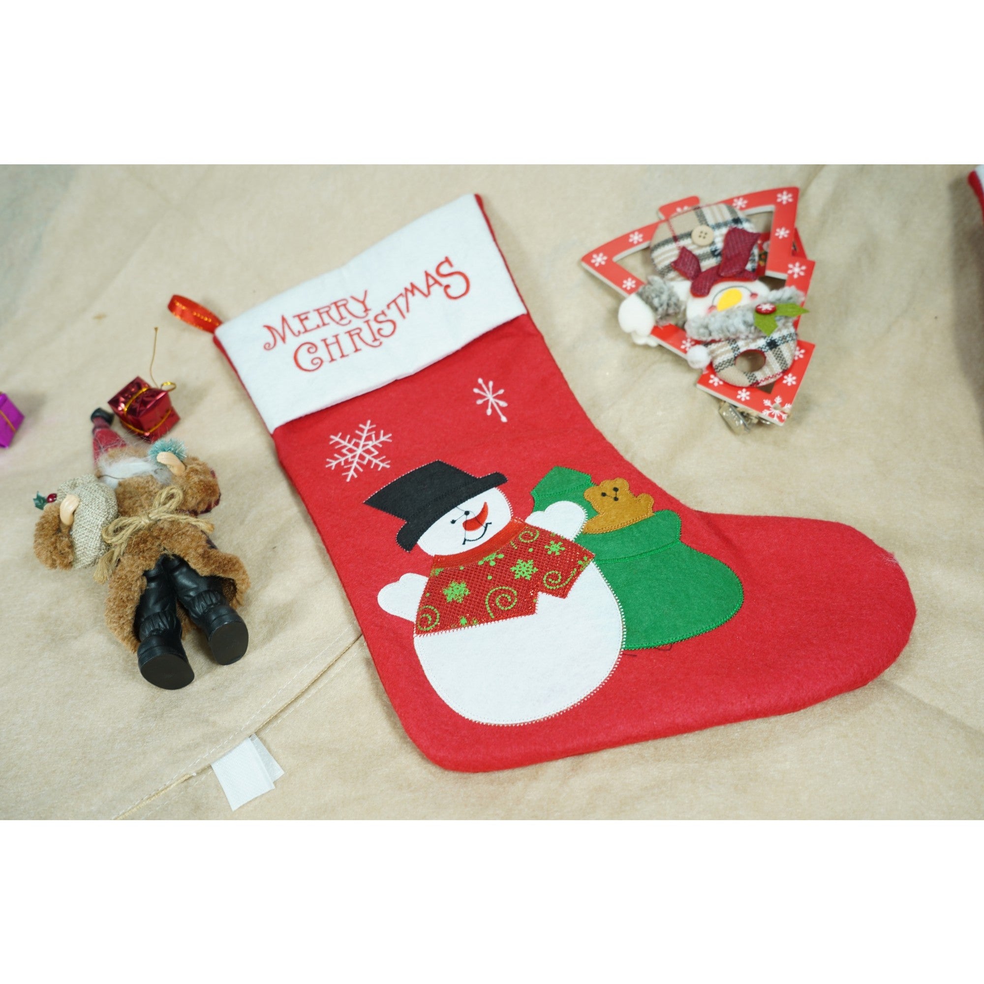 Ciorap Cadouri, Flippy,cu model om de zapada,rosu, marimea 19x38 cm, textil, interior-1