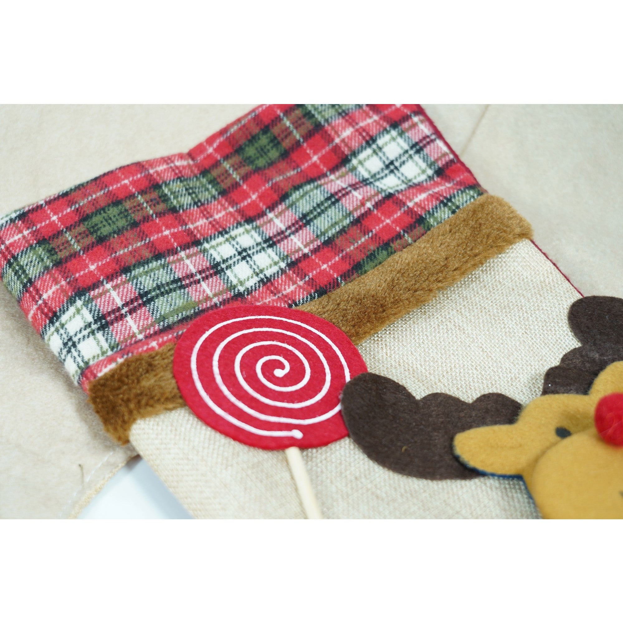 Ciorap Cadouri,Flippy,cu model ren,crem, marimea 20x40 cm, textil, interior-4
