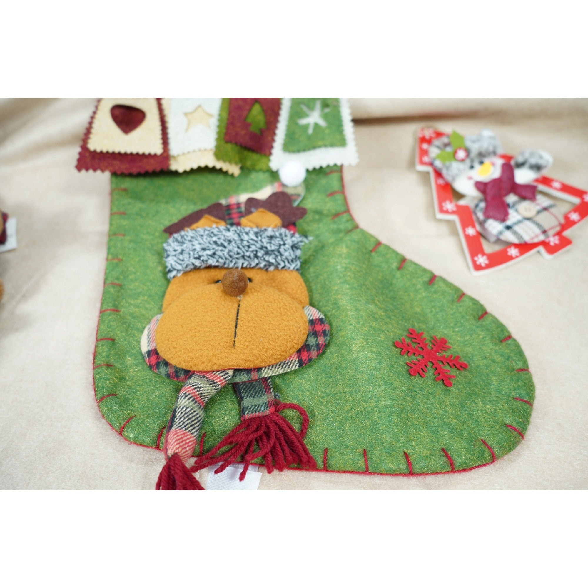 Ciorap Cadouri, Flippy,cu model ren,verde, marimea 20x40 cm, textil, interior-2