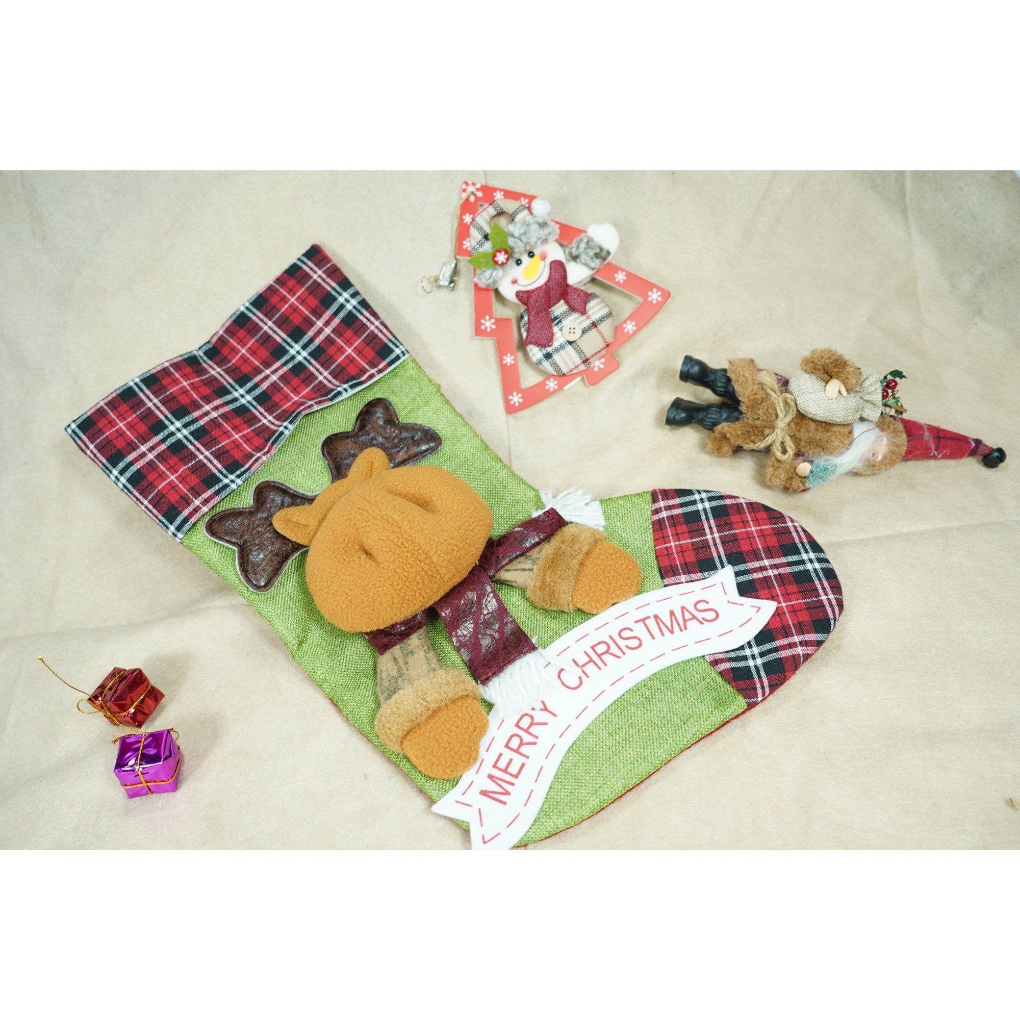 Ciorap Cadouri, Flippy,cu model ren,verde, marimea 23x45 cm, textil, interior-1