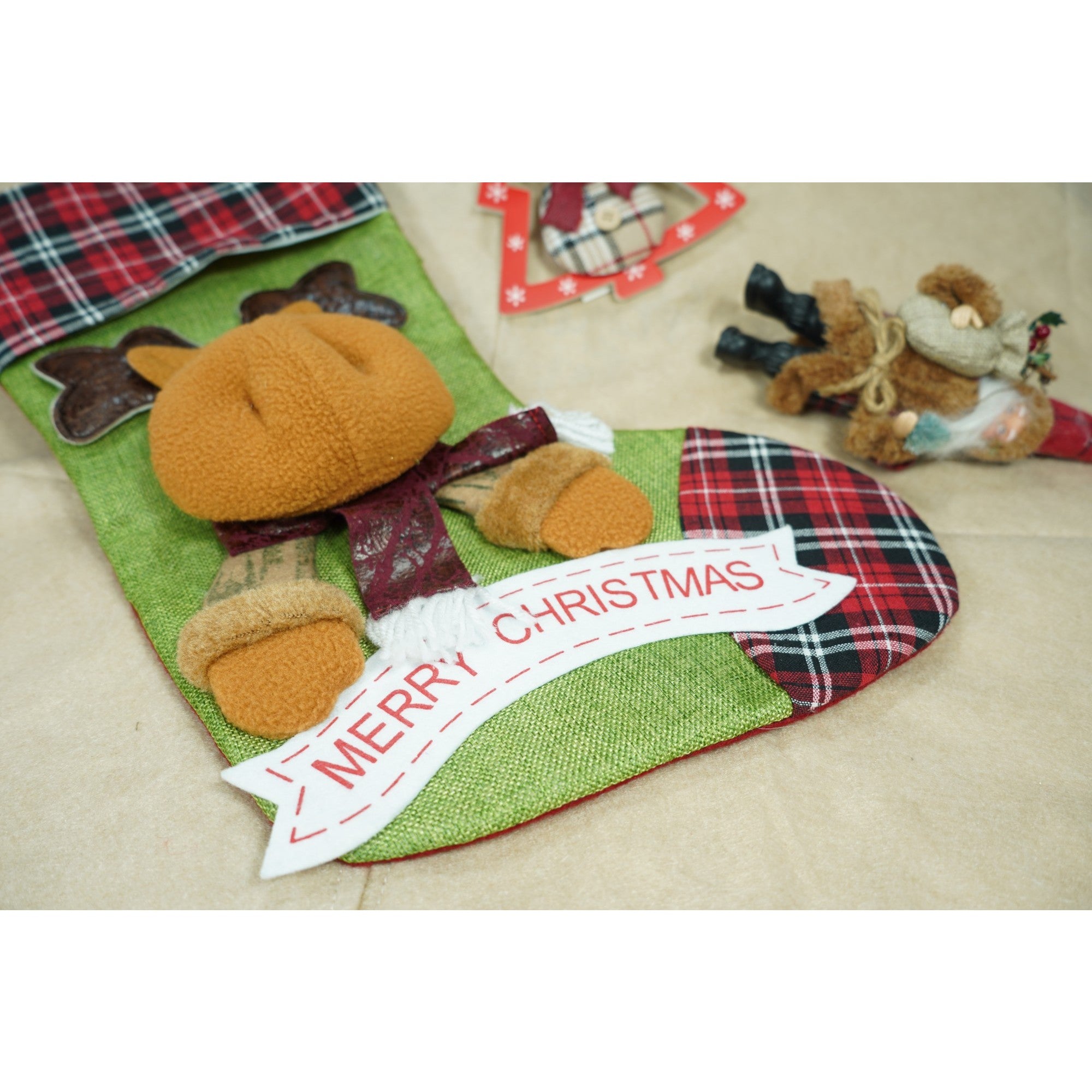 Ciorap Cadouri, Flippy,cu model ren,verde, marimea 23x45 cm, textil, interior-2