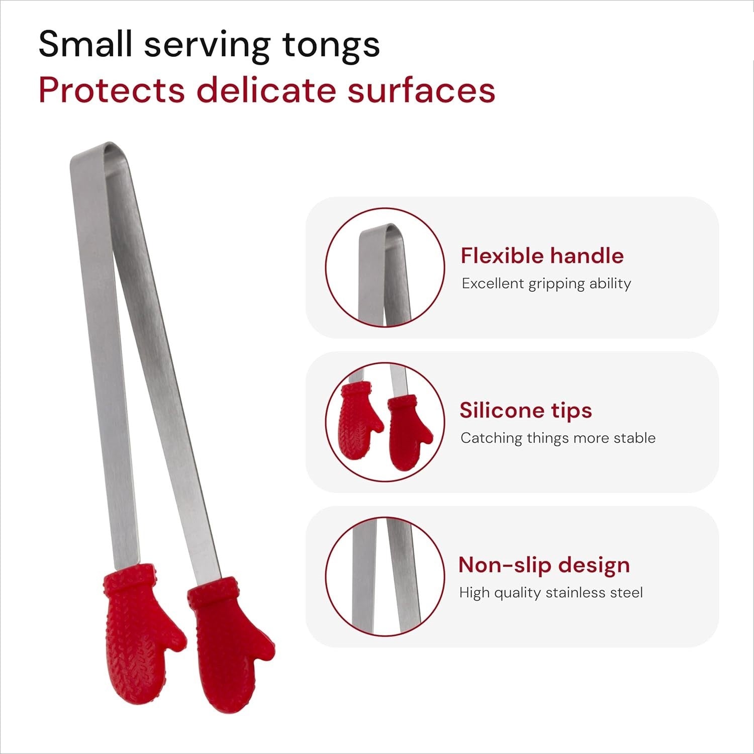 Cleste Creativ pentru Mancare, Flippy, Model Manusi din Silicon, 14.5x3 cm, Rezistent la Temperaturi Inalte si Coroziune, Rosu-5