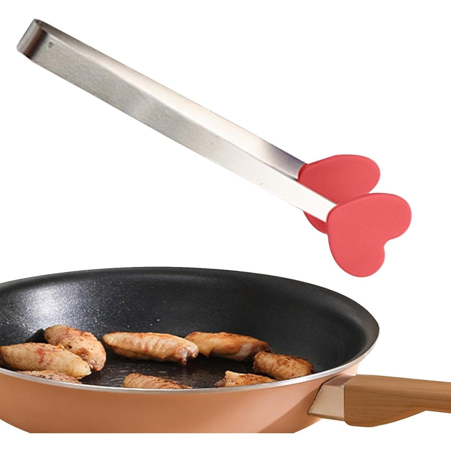 Cleste Creativ pentru Mancare, Flippy, Model Inimioare din Silicon, 14.5x3 cm, Rezistent la Temperaturi Inalte si Coroziune, Rosu-3