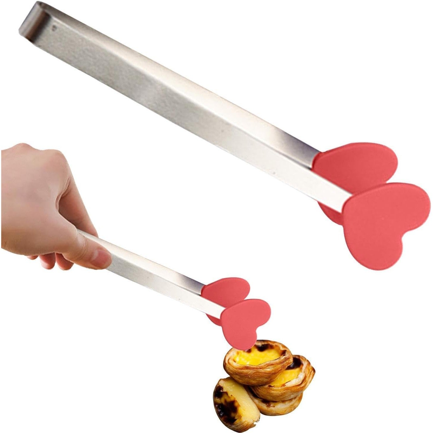 Cleste Creativ pentru Mancare, Flippy, Model Inimioare din Silicon, 14.5x3 cm, Rezistent la Temperaturi Inalte si Coroziune, Rosu-4