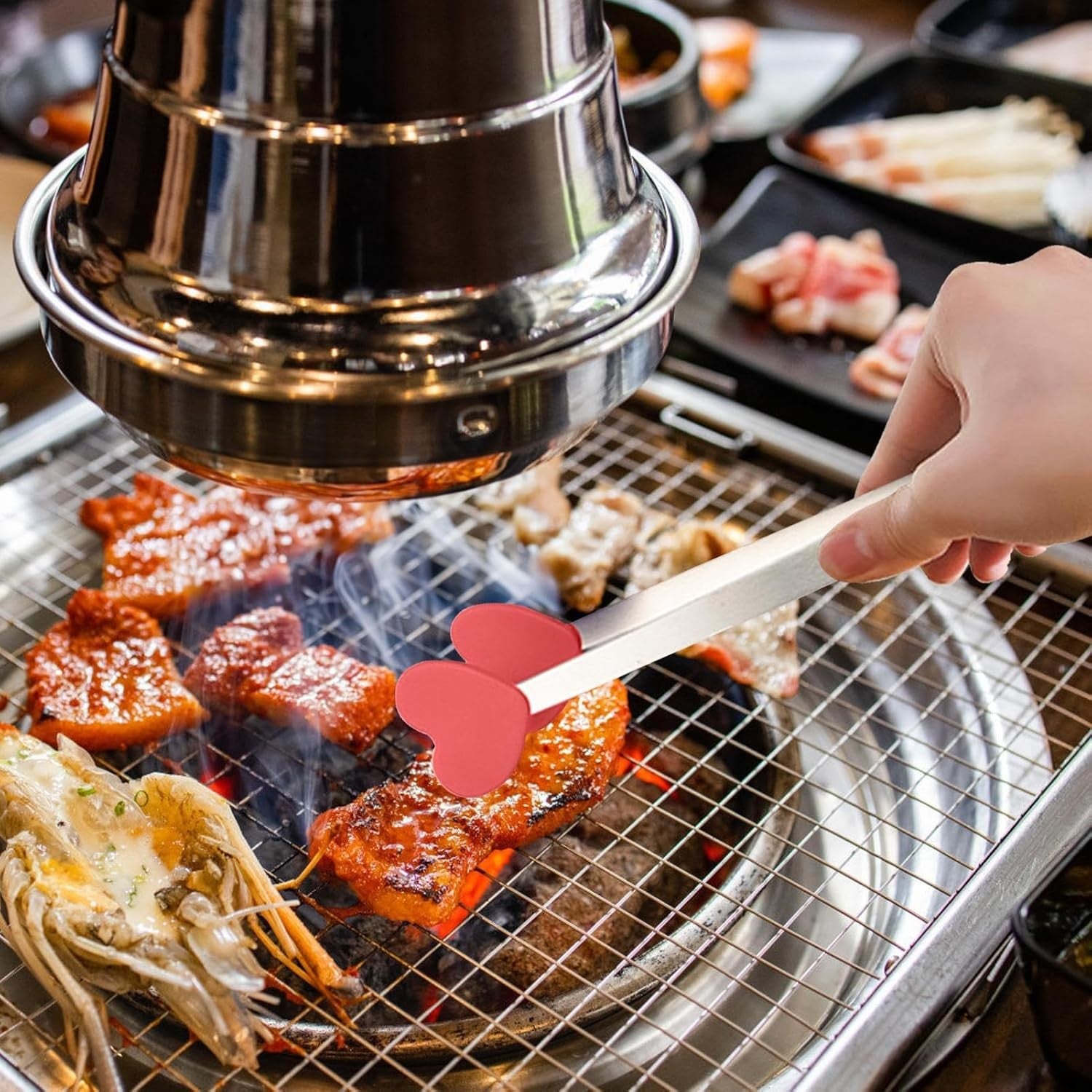 Cleste Creativ pentru Mancare, Flippy, Model Inimioare din Silicon, 14.5x3 cm, Rezistent la Temperaturi Inalte si Coroziune, Rosu-7