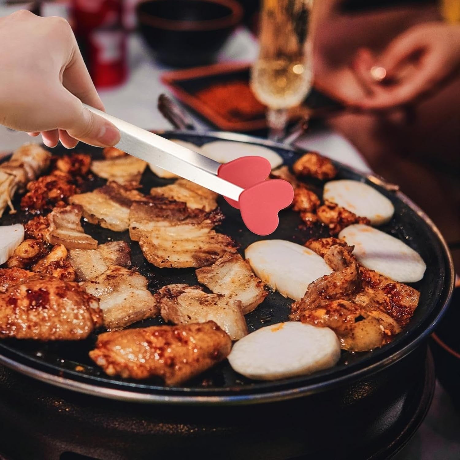 Cleste Creativ pentru Mancare, Flippy, Model Inimioare din Silicon, 14.5x3 cm, Rezistent la Temperaturi Inalte si Coroziune, Rosu-8