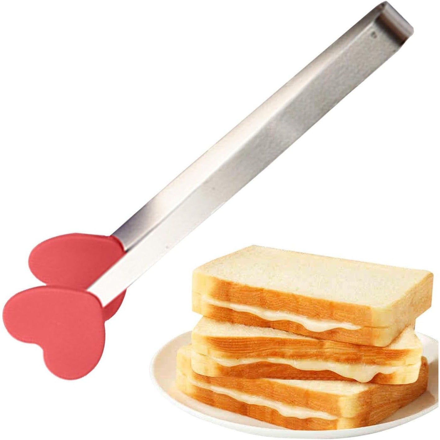 Cleste Creativ pentru Mancare, Flippy, Model Inimioare din Silicon, 14.5x3 cm, Rezistent la Temperaturi Inalte si Coroziune, Rosu-9