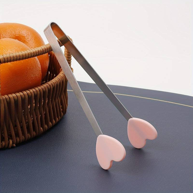 Cleste Creativ pentru Mancare, Flippy, Model Inimioare din Silicon, 14.5x3 cm, Rezistent la Temperaturi Inalte si Coroziune, Roz-2