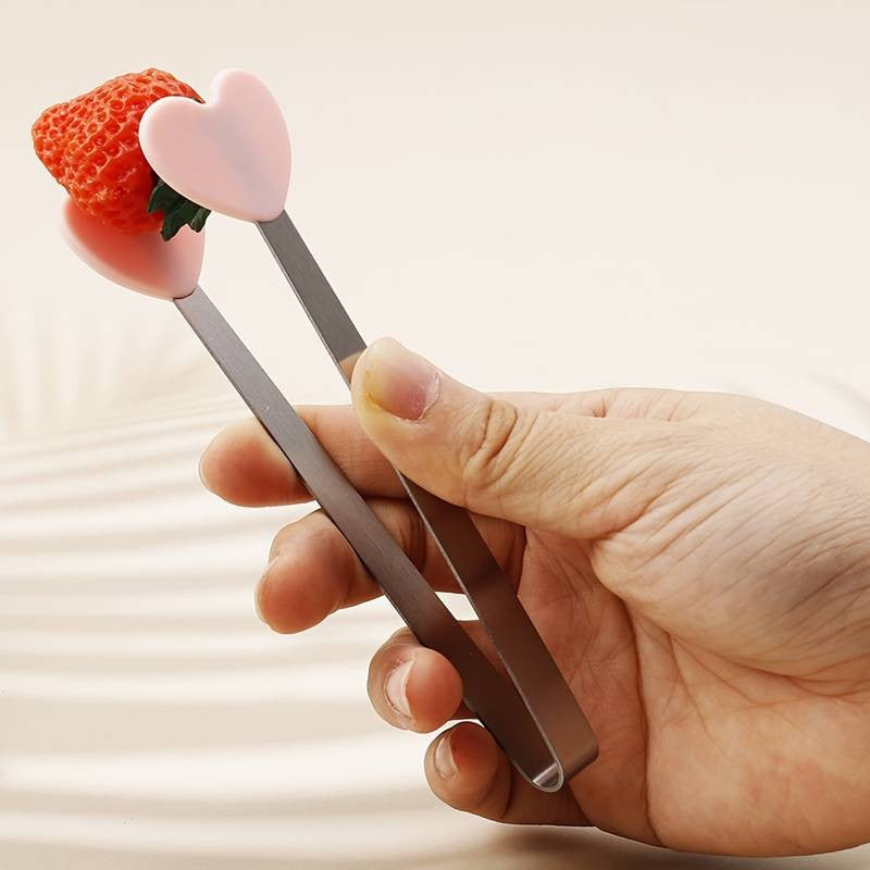 Cleste Creativ pentru Mancare, Flippy, Model Inimioare din Silicon, 14.5x3 cm, Rezistent la Temperaturi Inalte si Coroziune, Roz-3