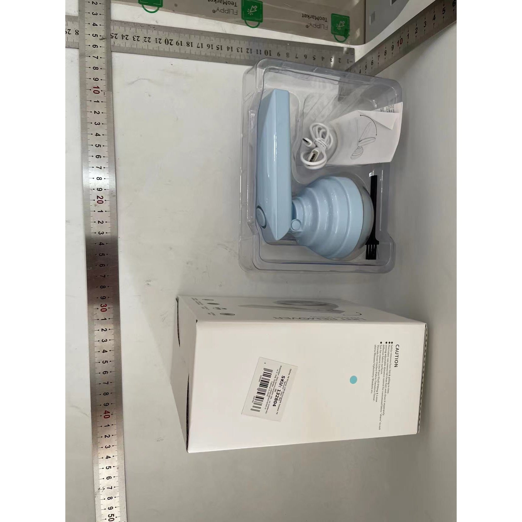 Aparat Pentru Curatat Scame, Par Si Praf, Flippy, Trimmer pentru Diferite Tipuri De Material, Cu Lame Din Otel Inoxidabil, Maner Flexibil, Incarcare Prin USB, 13x8 cm, Albastru-1