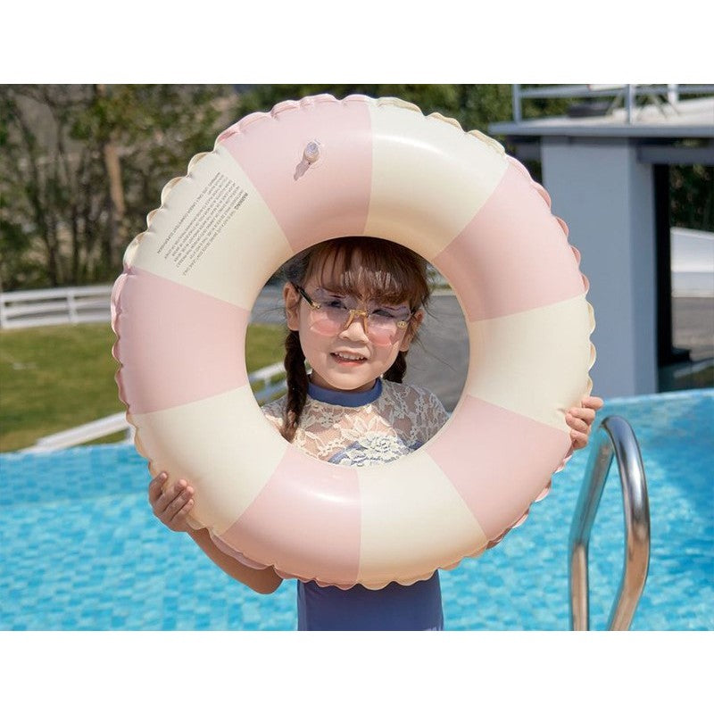 Colac de inot gonflabil pentru copii, In dungi Roz- Galben, Flippy, diametru 66 cm-1