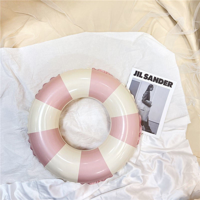 Colac de inot gonflabil pentru copii, In dungi Roz- Galben, Flippy, diametru 66 cm-3