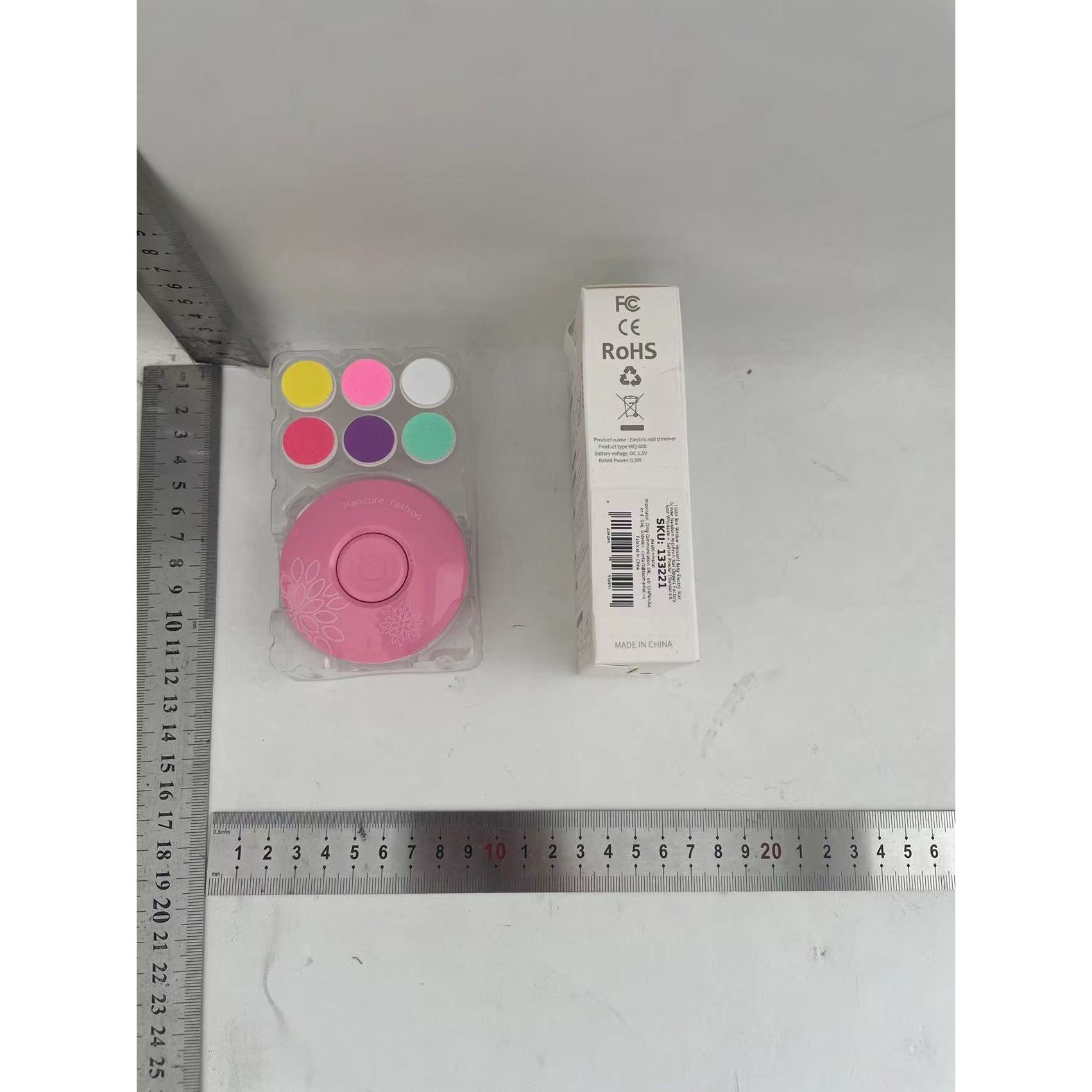 Set Pila Electrica pentru Copii si Bebelusi, Flippy, ABS, Incarcare USB, Model cu Flori, 6 Accesorii, cu Lumina LED, Roz-1