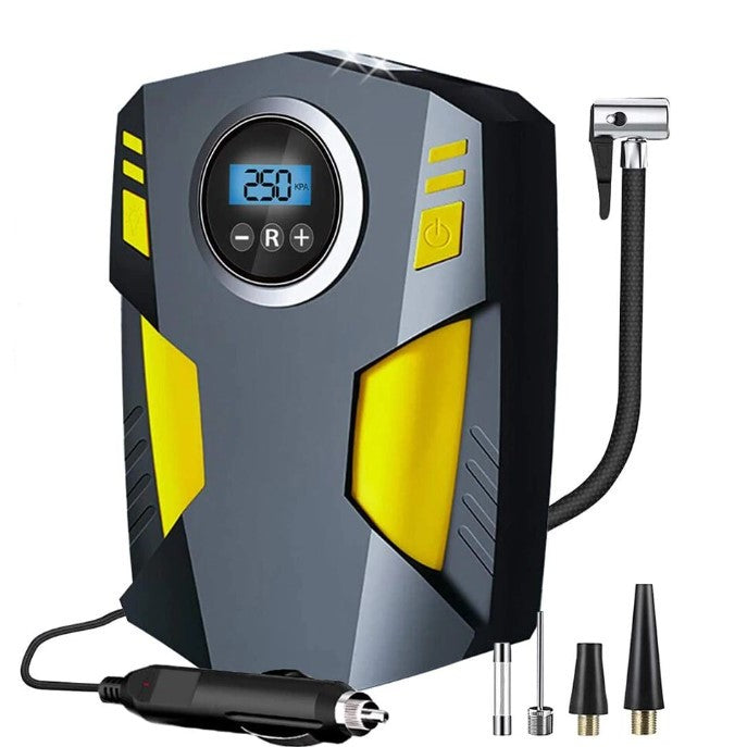 Compresor Auto Portabil cu Lanterna si Afisaj Electornic Flippy, DC 12V, 120W, 35L/min, Cablu de alimentare 3m, Pompa Biciclete, Moto, Mingi, Saltele, Max 10.3bar, lumina LED, Negru-0
