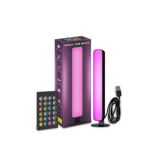 Lampa de Birou, Flippy, RGB Colorat, 14 LED, Putere 5V, Telecomanda cu 24 de Taste, Cablu USB, Negru, 25.5x4x3.5cm-0