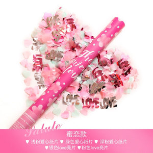 Tub Confetti, Flippy, pentru Party, Model cu Inimioare si Cuvantul Love, 40 cm, Roz-0