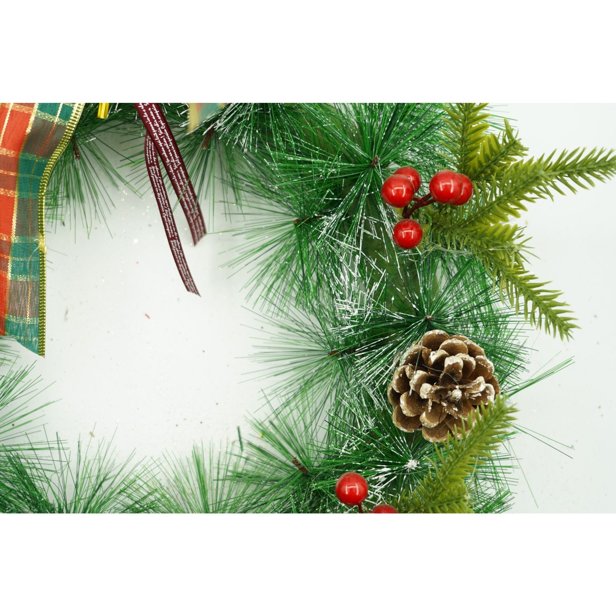 Coronita de Craciun pentru usa, Rosu/Verde, 40 cm, PVC, Artificiala, Decorata, Interior/Exterior, Flippy-3