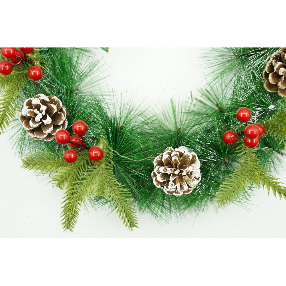 Coronita de Craciun pentru usa, Rosu/Verde, 40 cm, PVC, Artificiala, Decorata, Interior/Exterior, Flippy-7