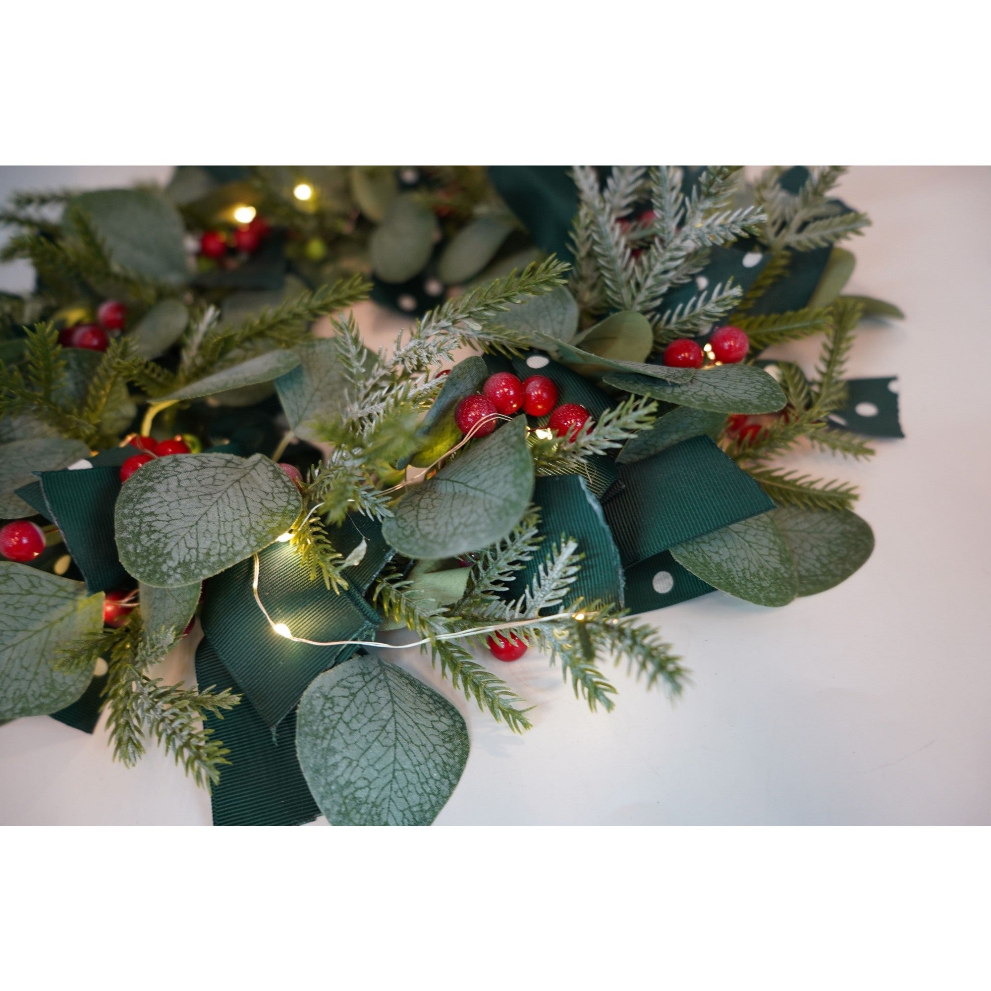 Coronita de Craciun pentru usa, Rosu-Verde, 40 cm, PVC, Artificiala, Decorata, Interior/Exterior, Flippy-2