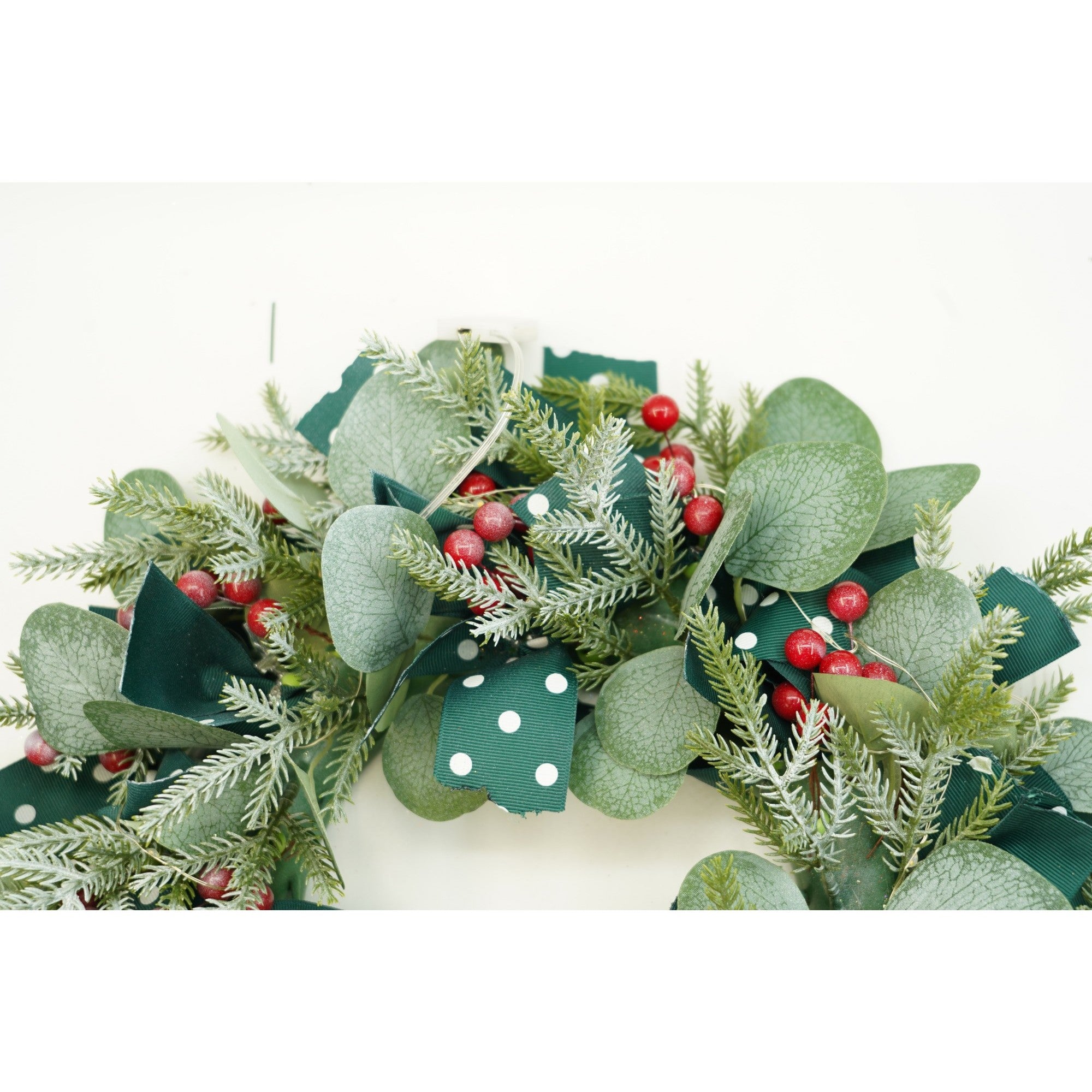 Coronita de Craciun pentru usa, Rosu-Verde, 40 cm, PVC, Artificiala, Decorata, Interior/Exterior, Flippy-3