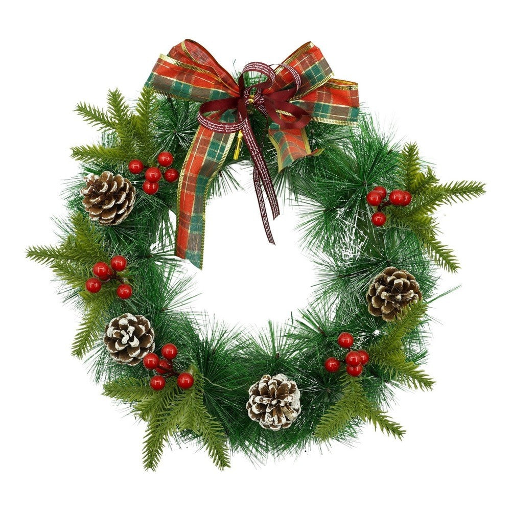 Coronita de Craciun pentru usa, Rosu/Verde, 40 cm, PVC, Artificiala, Decorata, Interior/Exterior, Flippy-0