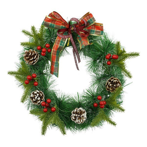 Coronita de Craciun pentru usa, Rosu/Verde, 40 cm, PVC, Artificiala, Decorata, Interior/Exterior, Flippy-0